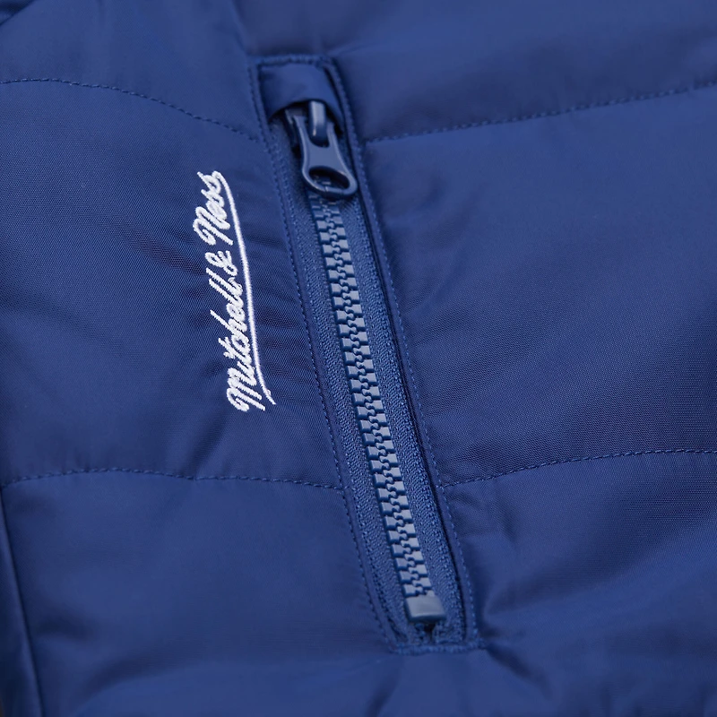 Women's Mitchell & Ness  Blue New York Rangers Cropped Full-Zip Puffer Vest