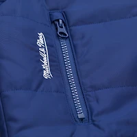 Women's Mitchell & Ness  Blue New York Rangers Cropped Full-Zip Puffer Vest
