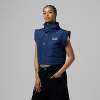 Women's Mitchell & Ness  Blue New York Rangers Cropped Full-Zip Puffer Vest