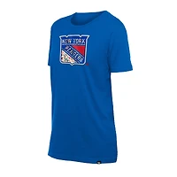 T-shirt à imprimé floral New Era bleu York Rangers pour femme