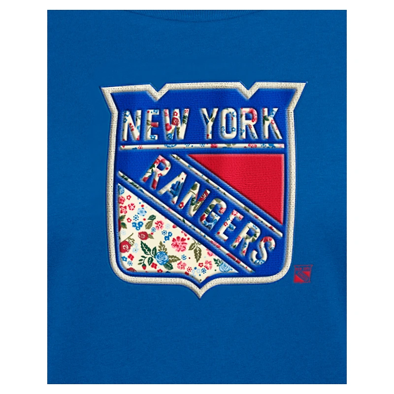 T-shirt à imprimé floral New Era bleu York Rangers pour femme