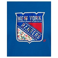 T-shirt à imprimé floral New Era bleu York Rangers pour femme