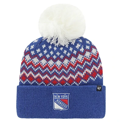 Women's '47 Blue New York Rangers Elsa Cuffed Knit Hat with Pom