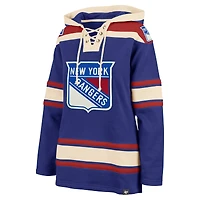 Women's '47  Blue New York Rangers Superior Lacer Pullover Hoodie