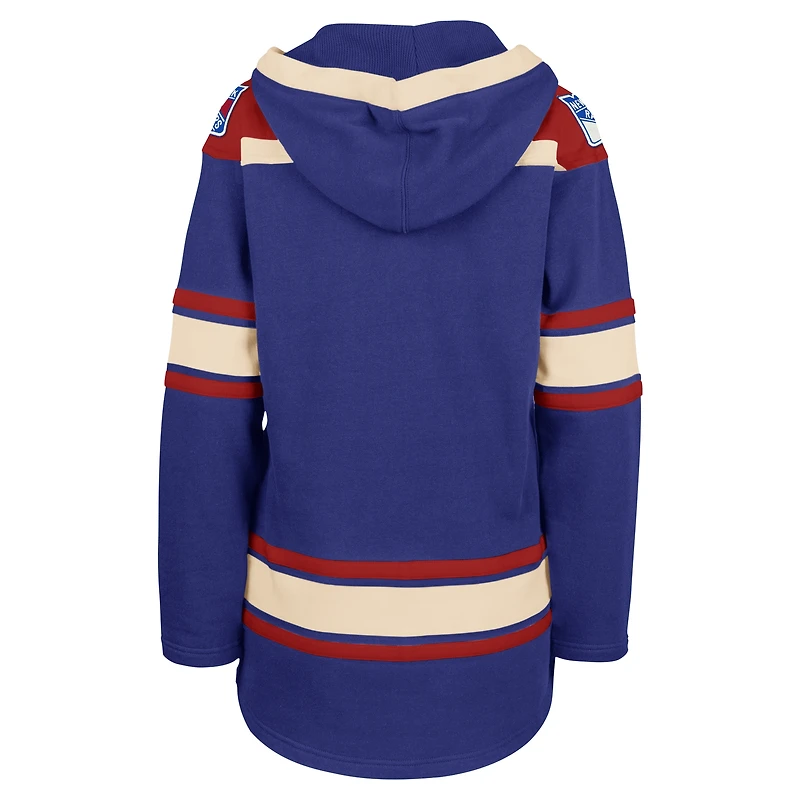 Women's '47  Blue New York Rangers Superior Lacer Pullover Hoodie