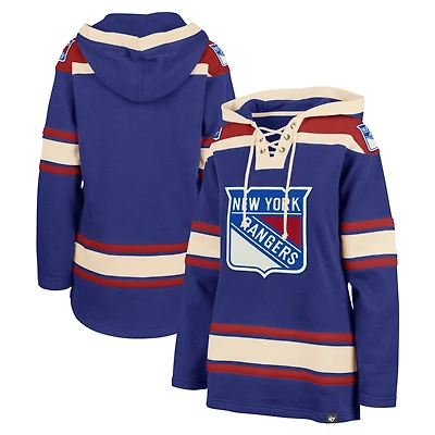 Women's '47  Blue New York Rangers Superior Lacer Pullover Hoodie