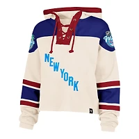 Sweat à capuche court Superior Lacer pour femme, couleur crème, New York Rangers, édition spéciale Classique hivernale 2026 de la LNH.