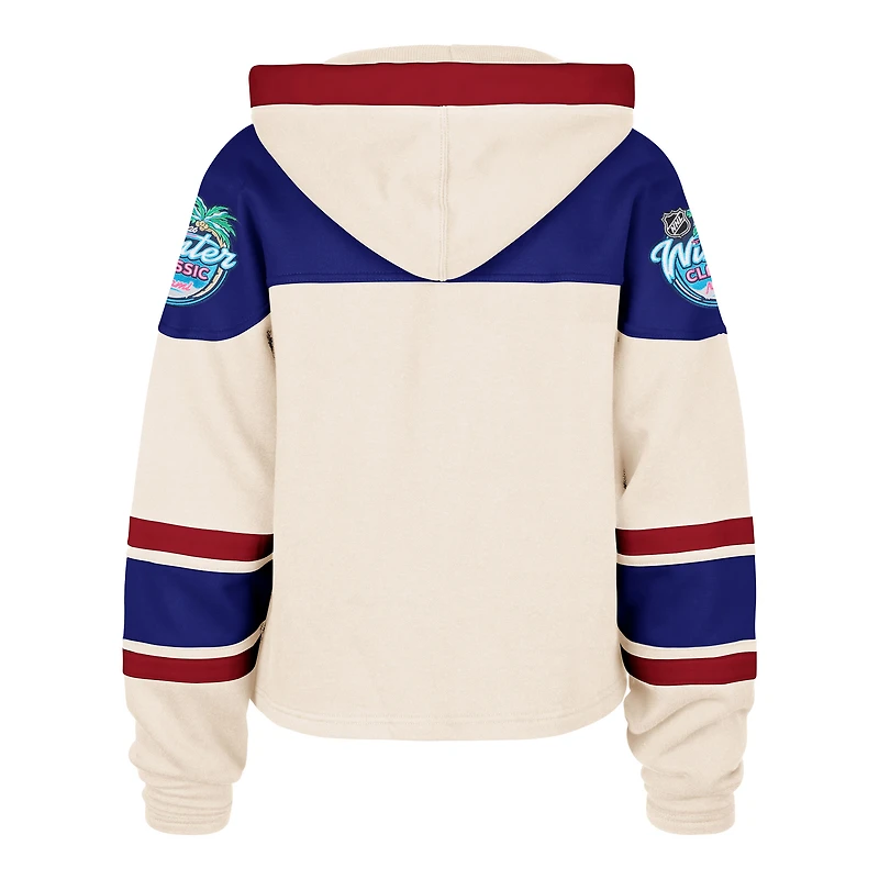 Sweat à capuche court Superior Lacer pour femme, couleur crème, New York Rangers, édition spéciale Classique hivernale 2026 de la LNH.