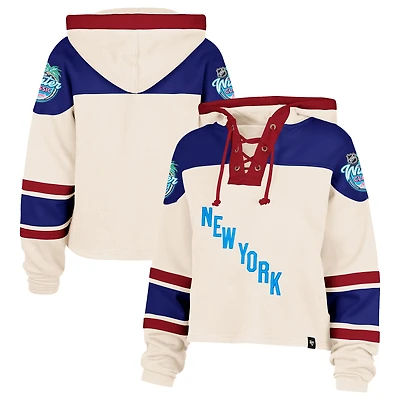 Women's '47 Cream New York Rangers 2026 NHL Winter Classic Cropped Superior Lacer Hoodie