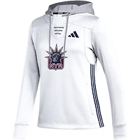 Women's adidas White New York Rangers Refresh Skate Lace AEROREADY Pullover Hoodie
