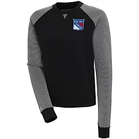 Sweat-shirt pull Antigua noir et blanc New York Rangers Flier Bunker pour femme