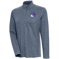 Women's Antigua  Heather Navy New York Rangers Confront Quarter-Zip Pullover Top