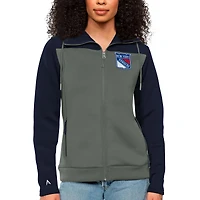 Women's Antigua Navy/Steel New York Rangers Protect Full-Zip Hoodie