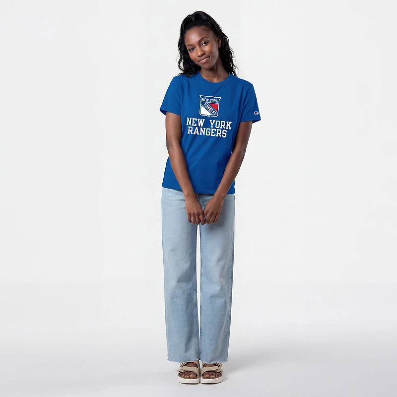 Women's Champion  Blue New York Rangers Wordmark Lockup T-Shirt