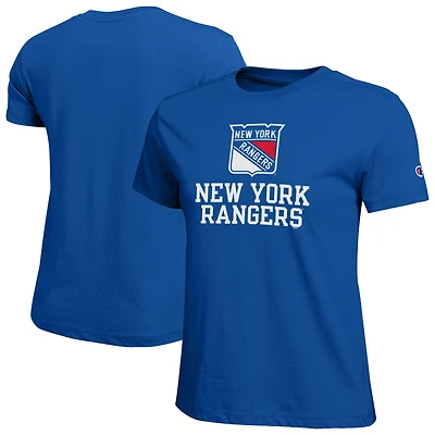 Women's Champion  Blue New York Rangers Wordmark Lockup T-Shirt