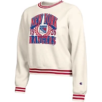 Women's Champion  Cream New York Rangers Bold Laurels Reverse Weave Yarn Crewneck Sweatshirt
