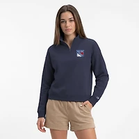 Women's Champion  Navy New York Rangers Powerblend Quarter-Zip Sweatshirt