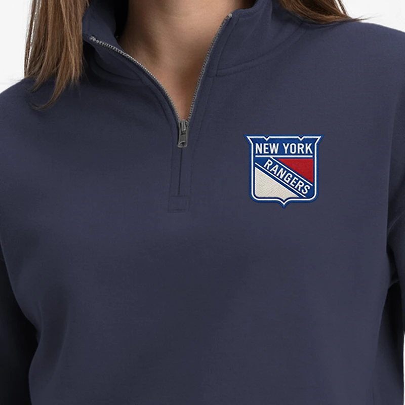 Women's Champion  Navy New York Rangers Powerblend Quarter-Zip Sweatshirt