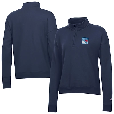 Sweat-shirt à col zippé Champion bleu marine New York Rangers pour femme