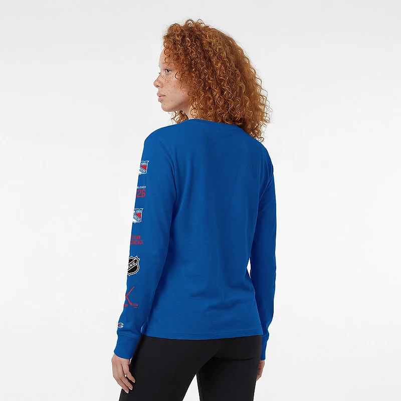 Women's Champion  Royal New York Rangers 2-Hit Long Sleeve T-Shirt