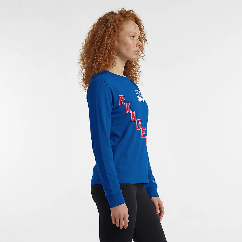 Women's Champion  Royal New York Rangers 2-Hit Long Sleeve T-Shirt