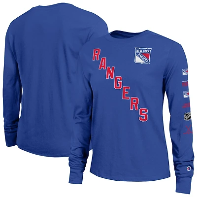 Women's Champion  Royal New York Rangers 2-Hit Long Sleeve T-Shirt
