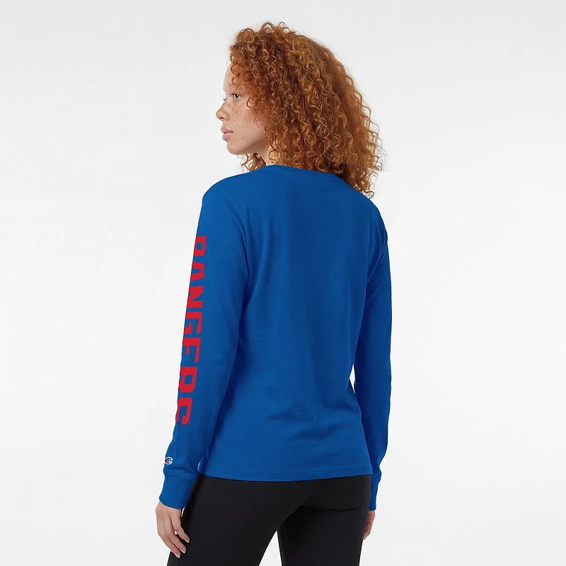 Women's Champion Royal New York Rangers 2-Hit Long Sleeve T-Shirt