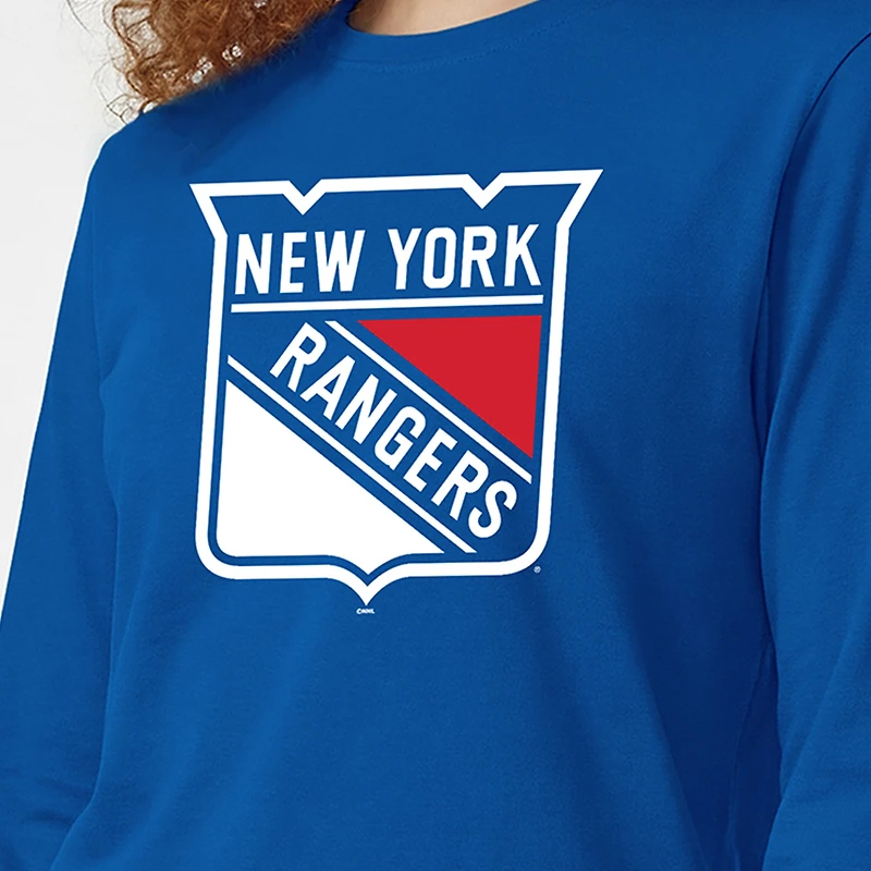 Women's Champion Royal New York Rangers 2-Hit Long Sleeve T-Shirt