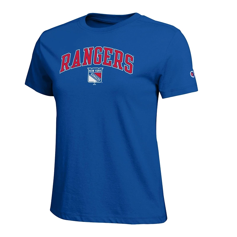 Women's Champion  Royal New York Rangers Arch Mascot Logo T-Shirt