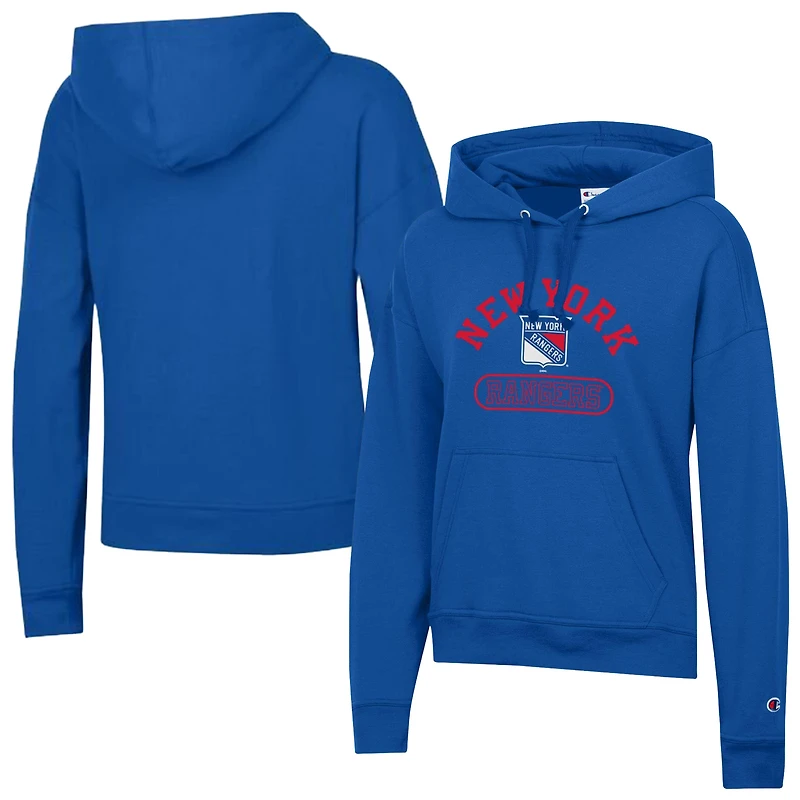 Women's Champion  Royal New York Rangers Arched Pill Box Hoodie
