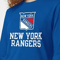 Women's Champion  Royal New York Rangers Wordmark Lockup Long Sleeve T-Shirt
