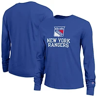 Women's Champion  Royal New York Rangers Wordmark Lockup Long Sleeve T-Shirt