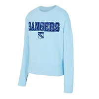 SweaTop à capuche bleu clair ton sur des Rangers de New York pour femme Concepts Sport