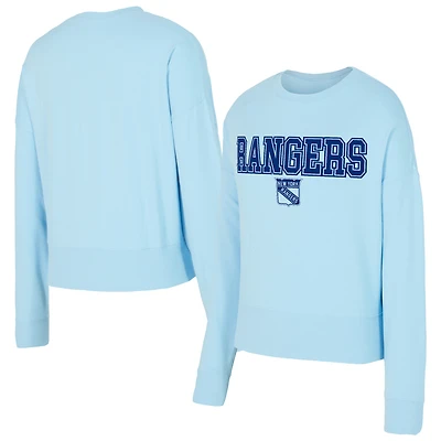SweaTop à capuche bleu clair ton sur des Rangers de New York pour femme Concepts Sport