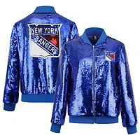 Veste zippée à paillettes Cuce Blue New York Rangers pour femme