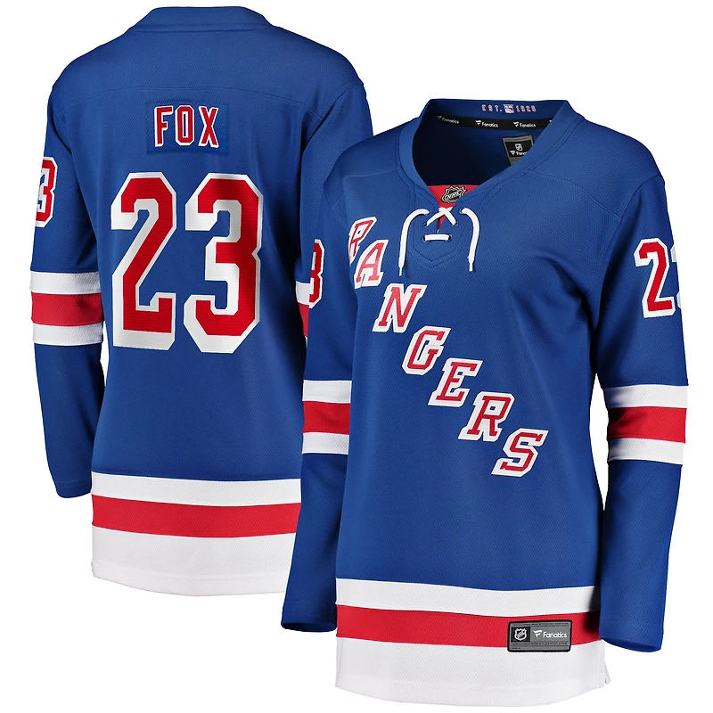 Maillot Fanatics Adam Fox pour femmes, bleu, New York Rangers Home Breakaway