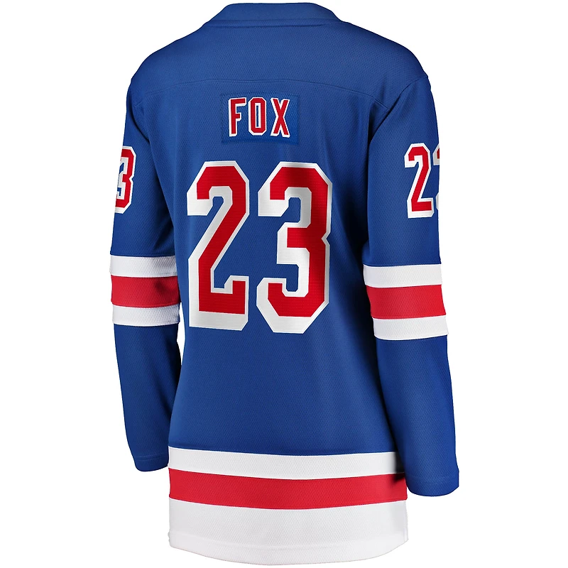 Maillot Fanatics Adam Fox pour femmes, bleu, New York Rangers Home Breakaway