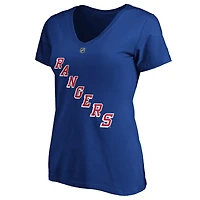 Fanatics pour femmes Alexis Lafrenière - T-shirt bleu à col en V avec nom et numéro de grande taille des Rangers New York