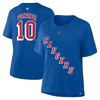 T-shirt Fanatics Artemi Panarin bleu authentique des Rangers de New York pour femmes avec nom et numéro Stack