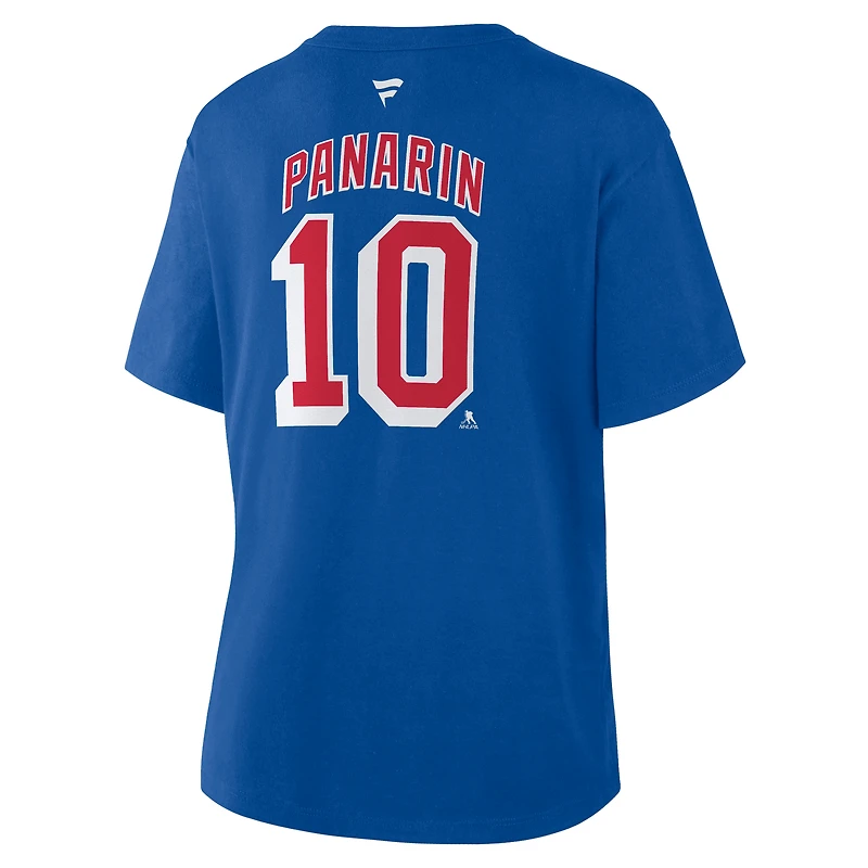 Women's Fanatics Artemi Panarin Blue New York Rangers Authentic Stack Name & Number T-Shirt
