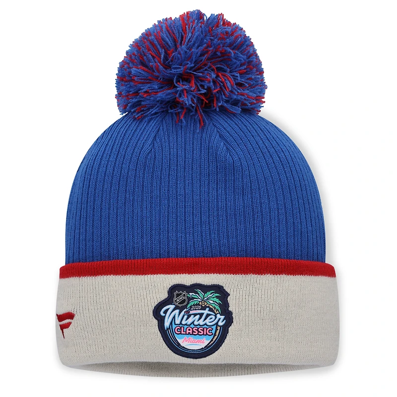 Women's Fanatics Blue/Red New York Rangers 2026 NHL Winter Classic Cuffed Pom Knit Hat