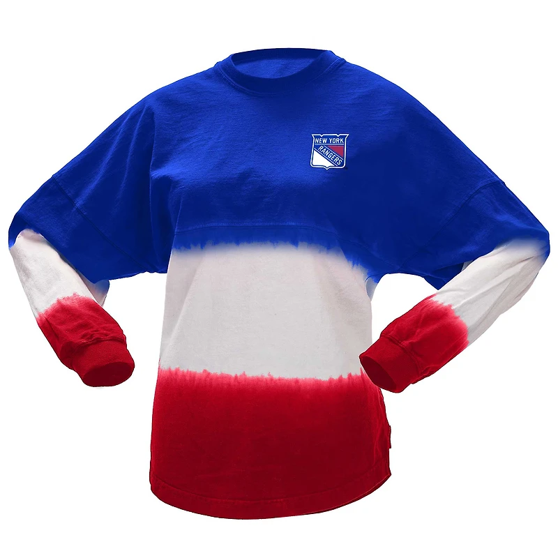 T-shirt à manches longues ombré Fanatics bleu/rouge New York Rangers pour femmes