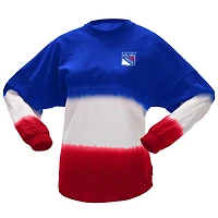 T-shirt à manches longues ombré Fanatics bleu/rouge New York Rangers pour femmes