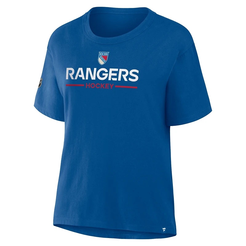T-shirt bleu fanatiques du centenaire des Rangers de New York pour femmes