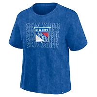 T-shirt délavé bleu fanatiques des Rangers de New York pour femme