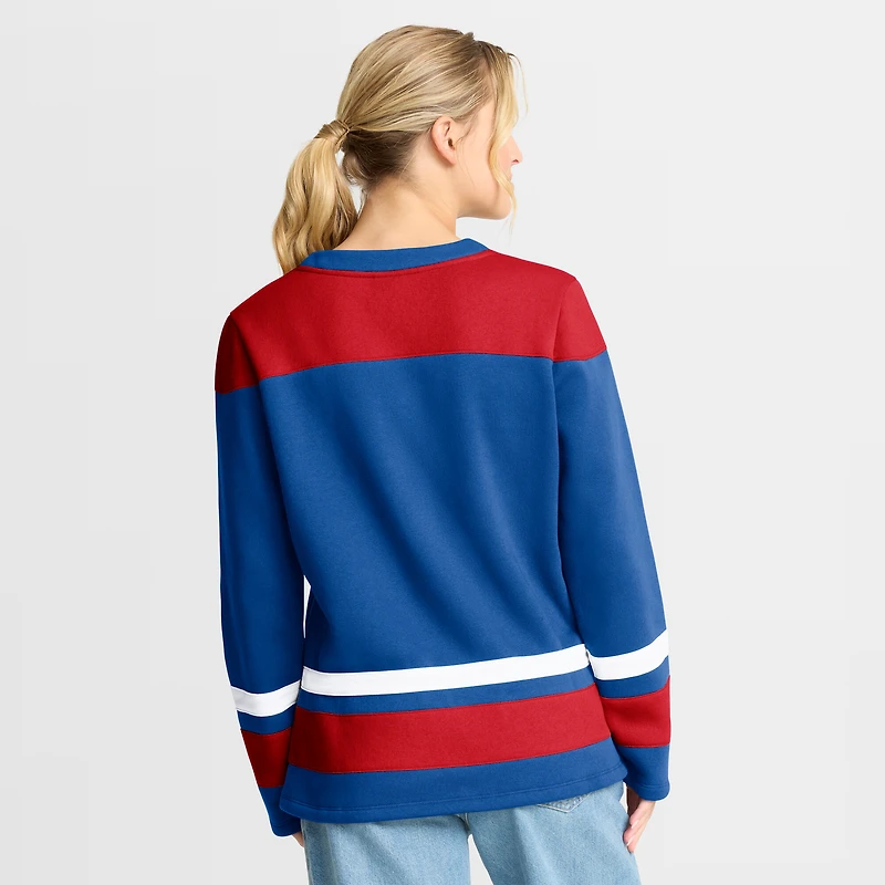 Sweat-shirt à lacets manches longues bleu New York Rangers Fanatics pour femme