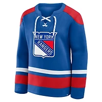 Women's Fanatics  Blue New York Rangers Icing Long Sleeve Lace Up Sweatshirt