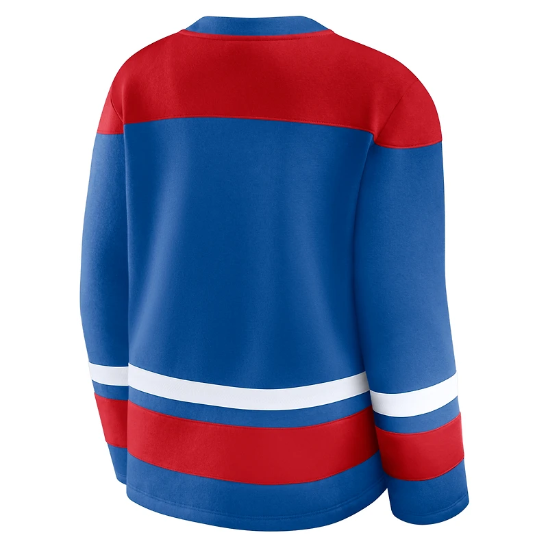 Sweat-shirt à lacets manches longues bleu New York Rangers Fanatics pour femme