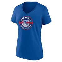 T-shirt bleu A col en V Fanatics pour femmes des Rangers de New York Local
