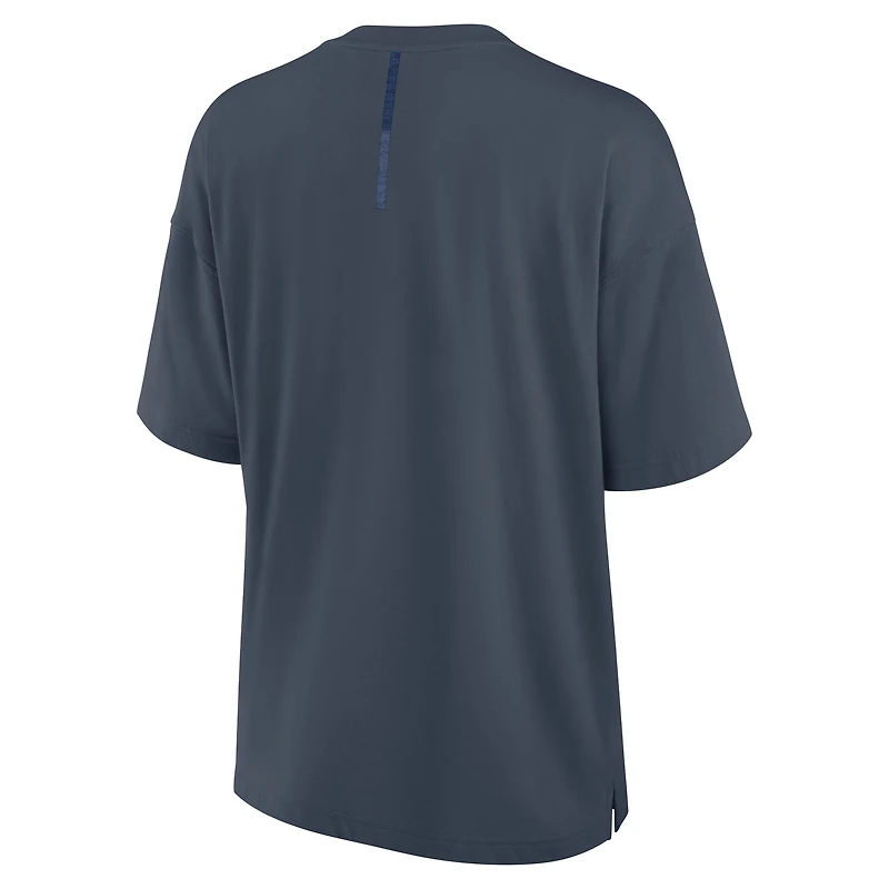 T-shirt surdimensionné bleu Fanatics pour femme des Rangers de New York, motif Raw Edge Future Ground